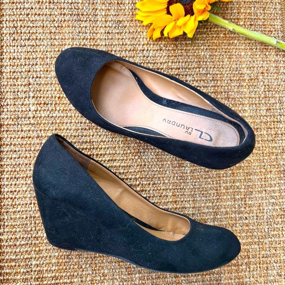 Velvet chunky black heel 👠
